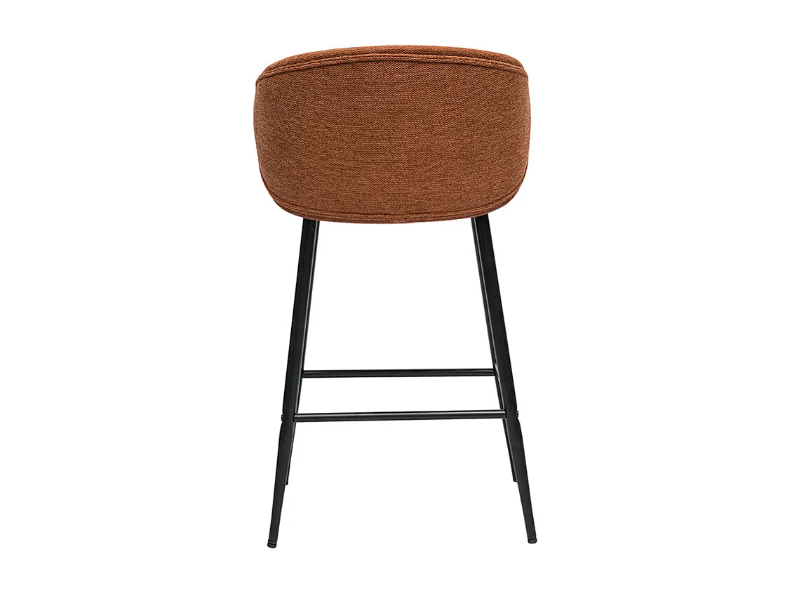 Tabourets de bar design en tissu effet velours texturé terre brûlée et métal noir (lot de 2) ROSALIE