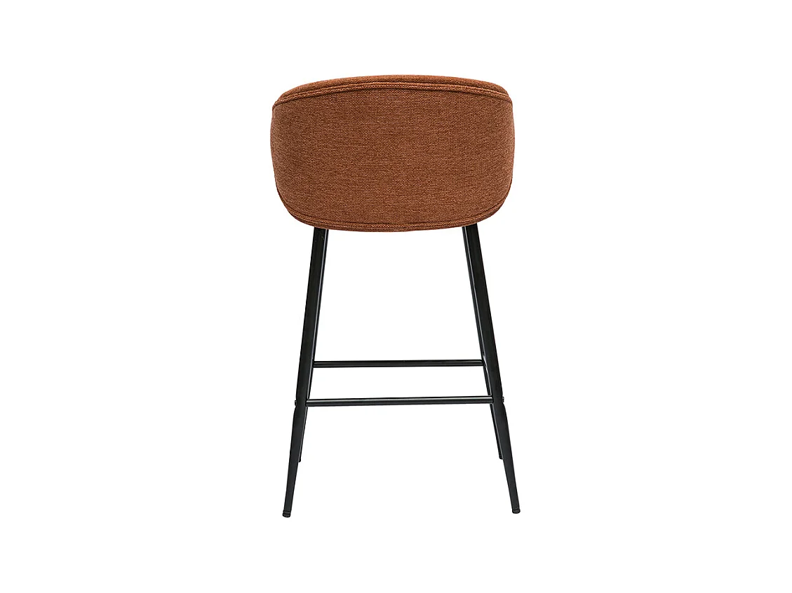 Tabourets de bar design en tissu effet velours texturé terre brûlée et métal noir (lot de 2) ROSALIE