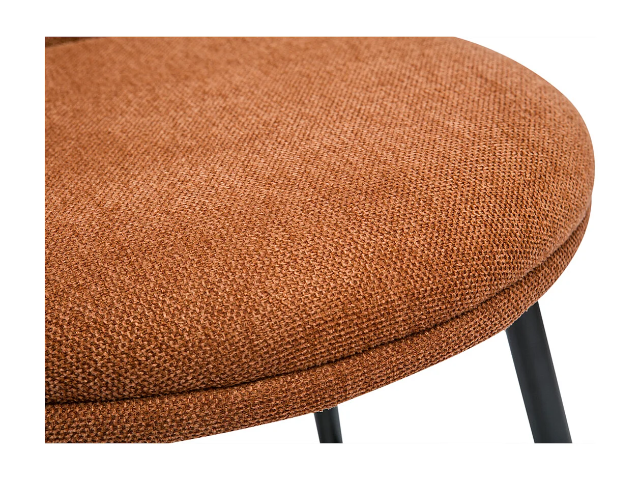 Design-Barkhocker aus Textur-Veloursstoff in verbrannter Erde und schwarzem Metall (Set von 2) ROSALIE