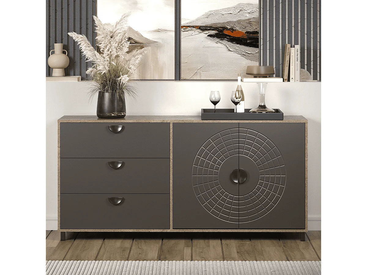 Buffet 2 portes, 3 tiroirs L176 cm - FUSION