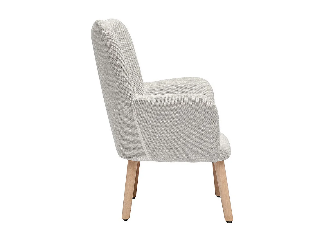 Sillón infantil escandinavo de tela efecto terciopelo beige y madera clara BABY BRISTOL