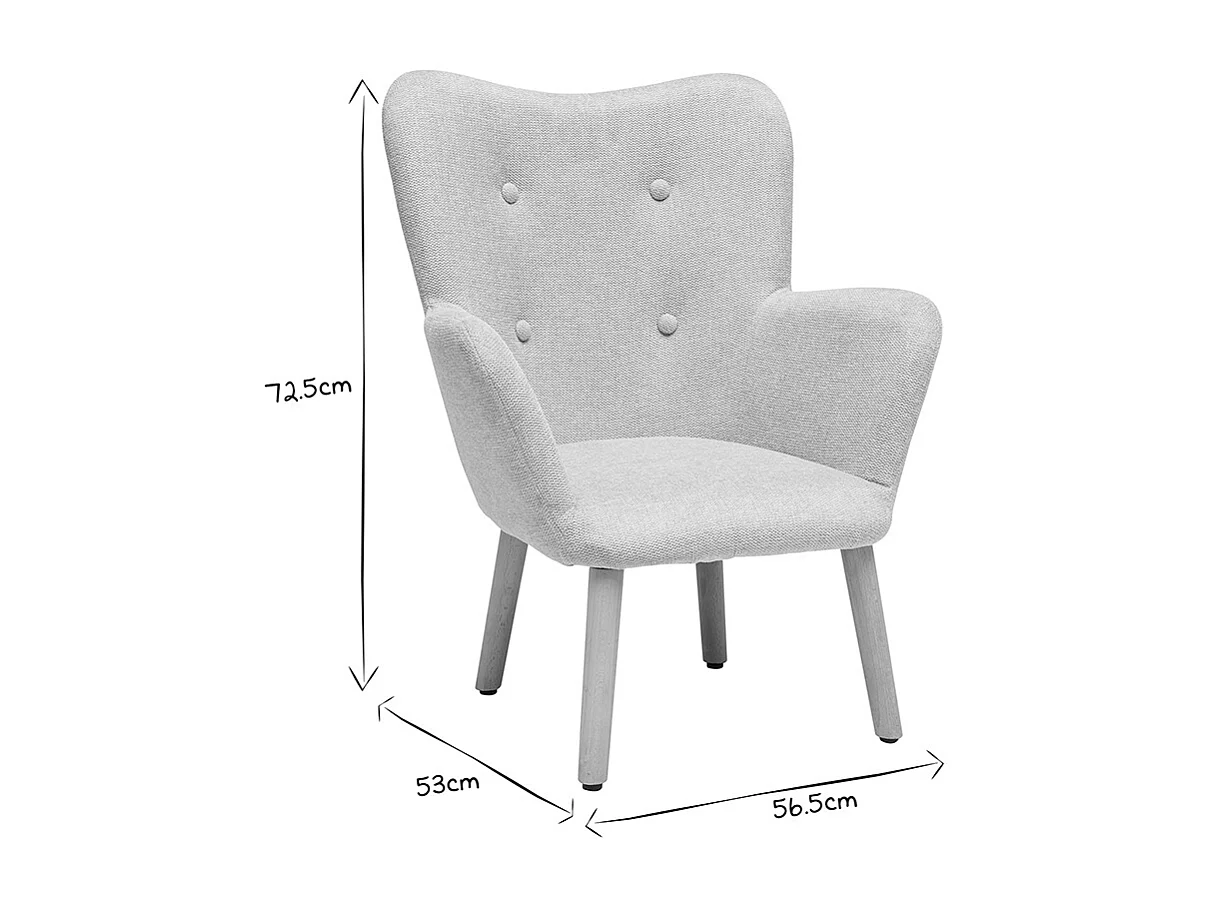 Sillón infantil escandinavo de tela efecto terciopelo beige y madera clara BABY BRISTOL