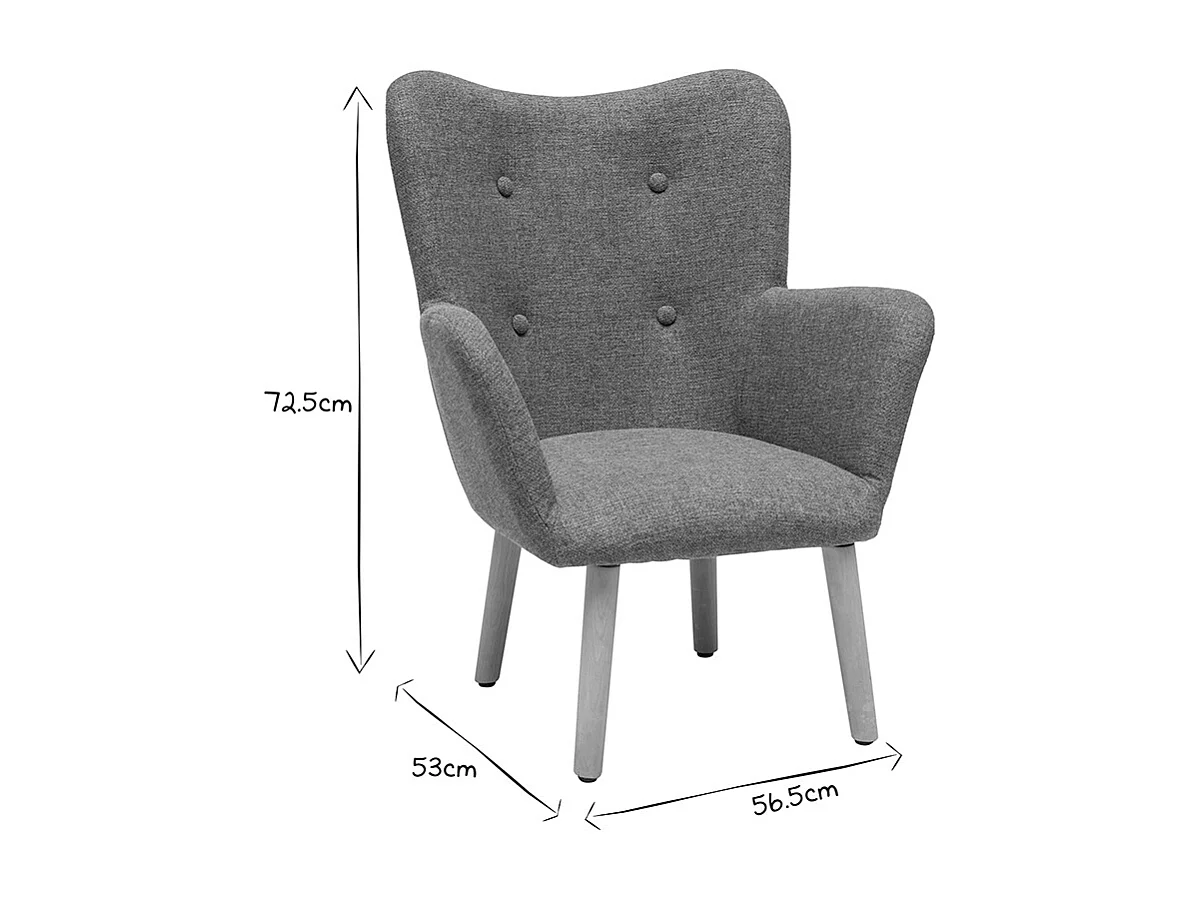 Sillón infantil escandinavo de tela verde grisáceo y madera clara BABY BRISTOL