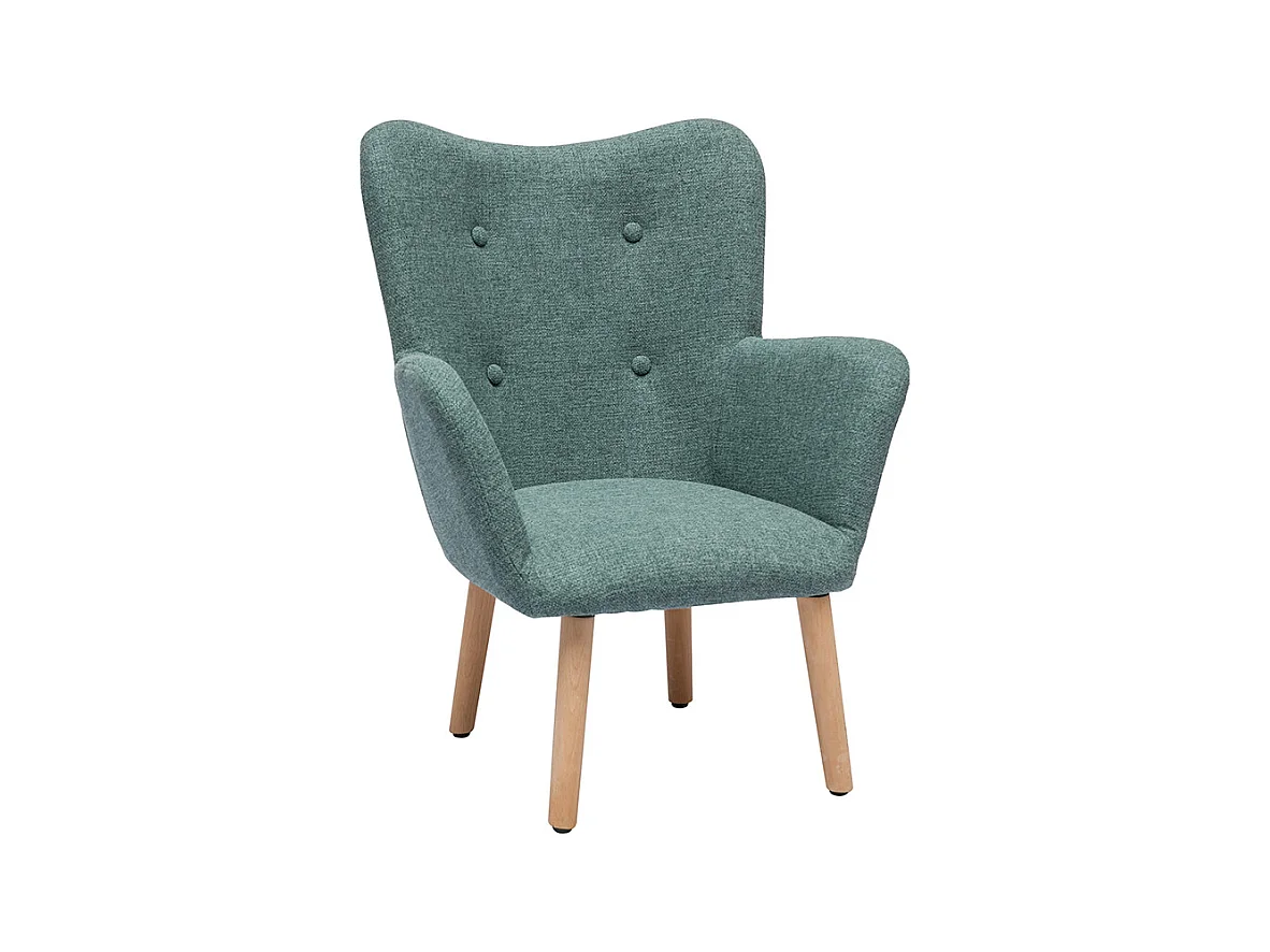 Fauteuil enfant scandinave en tissu vert de gris et bois clair BABY BRISTOL