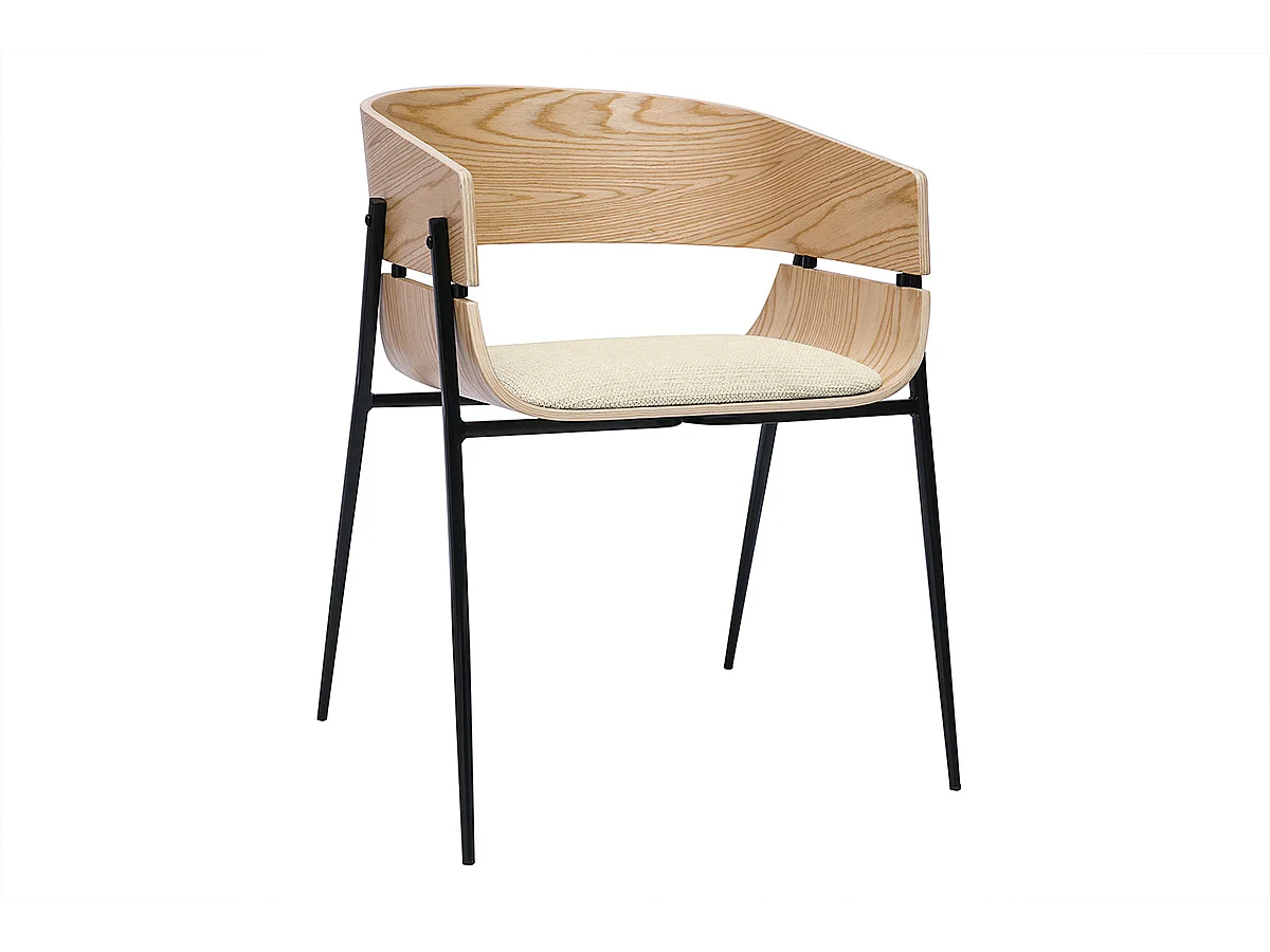 Design-Stuhl schwarz mit dunklem Holz WESS