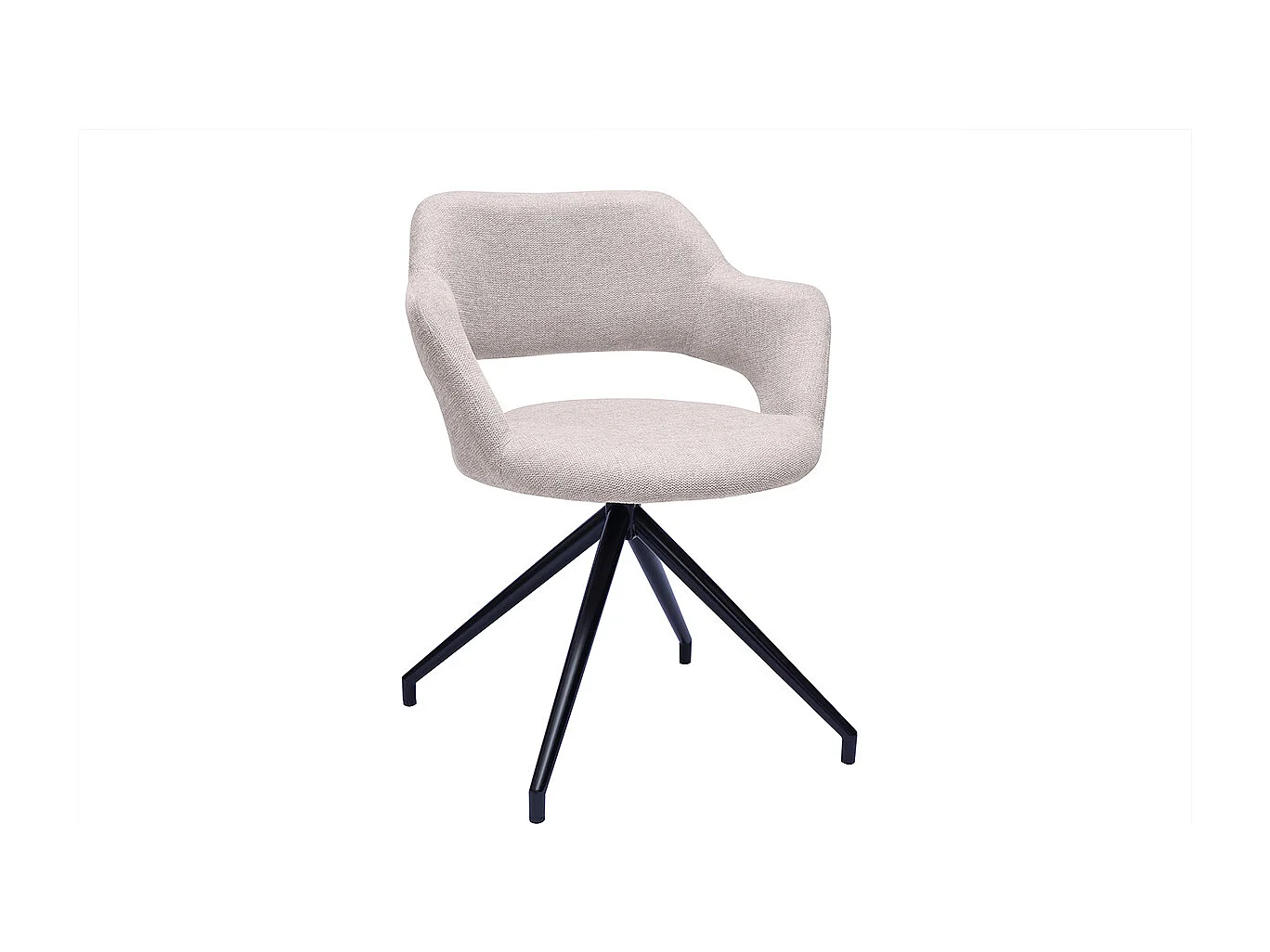 Chaise pivotante 360° en tissu effet velours texturé beige et métal noir JESSY