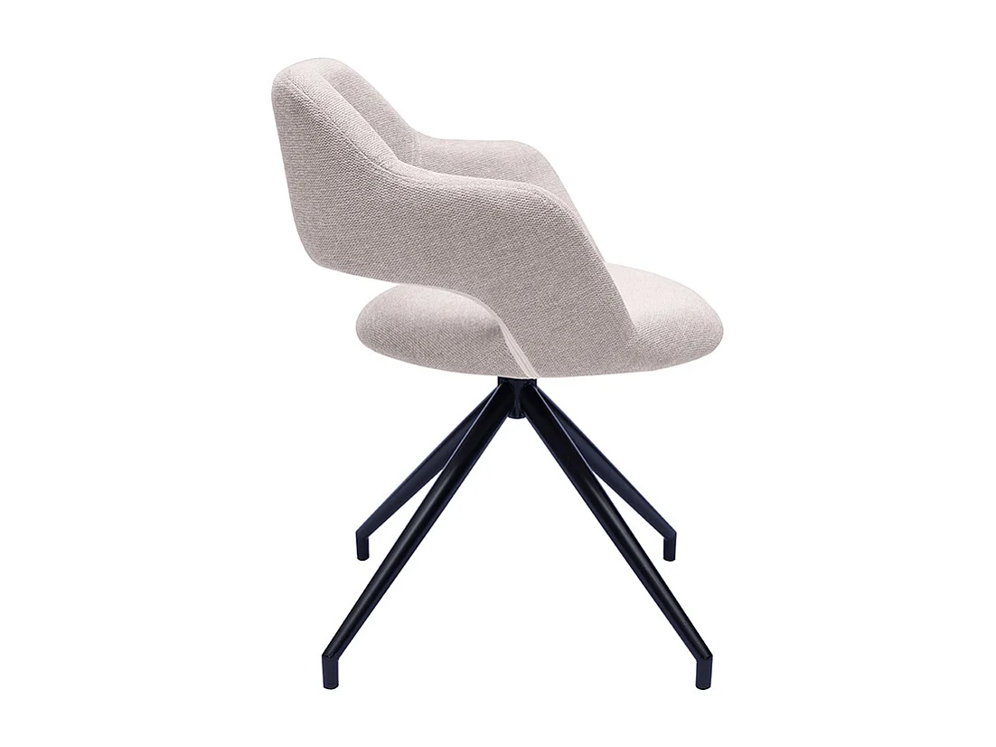 Chaise pivotante 360° en tissu effet velours texturé beige et métal noir JESSY