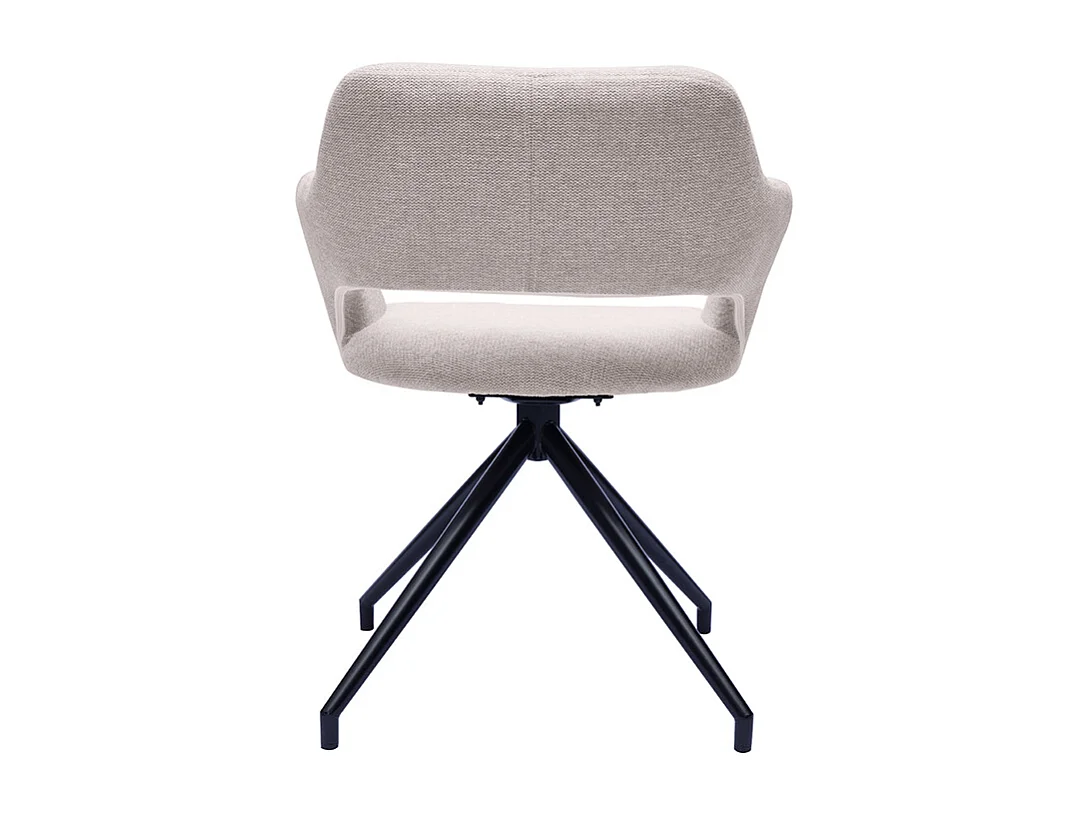 Chaise pivotante 360° en tissu effet velours texturé beige et métal noir JESSY