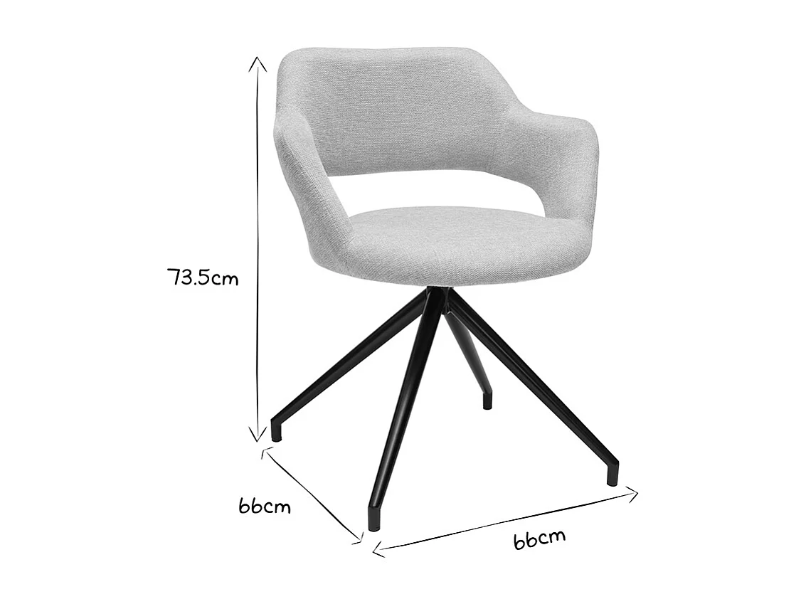 Chaise pivotante 360° en tissu effet velours texturé beige et métal noir JESSY