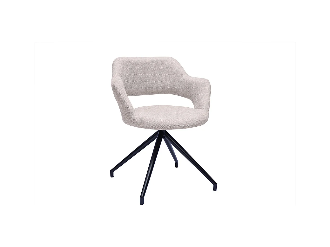 Silla giratoria 360° de terciopelo texturizado beige y metal negro JESSY