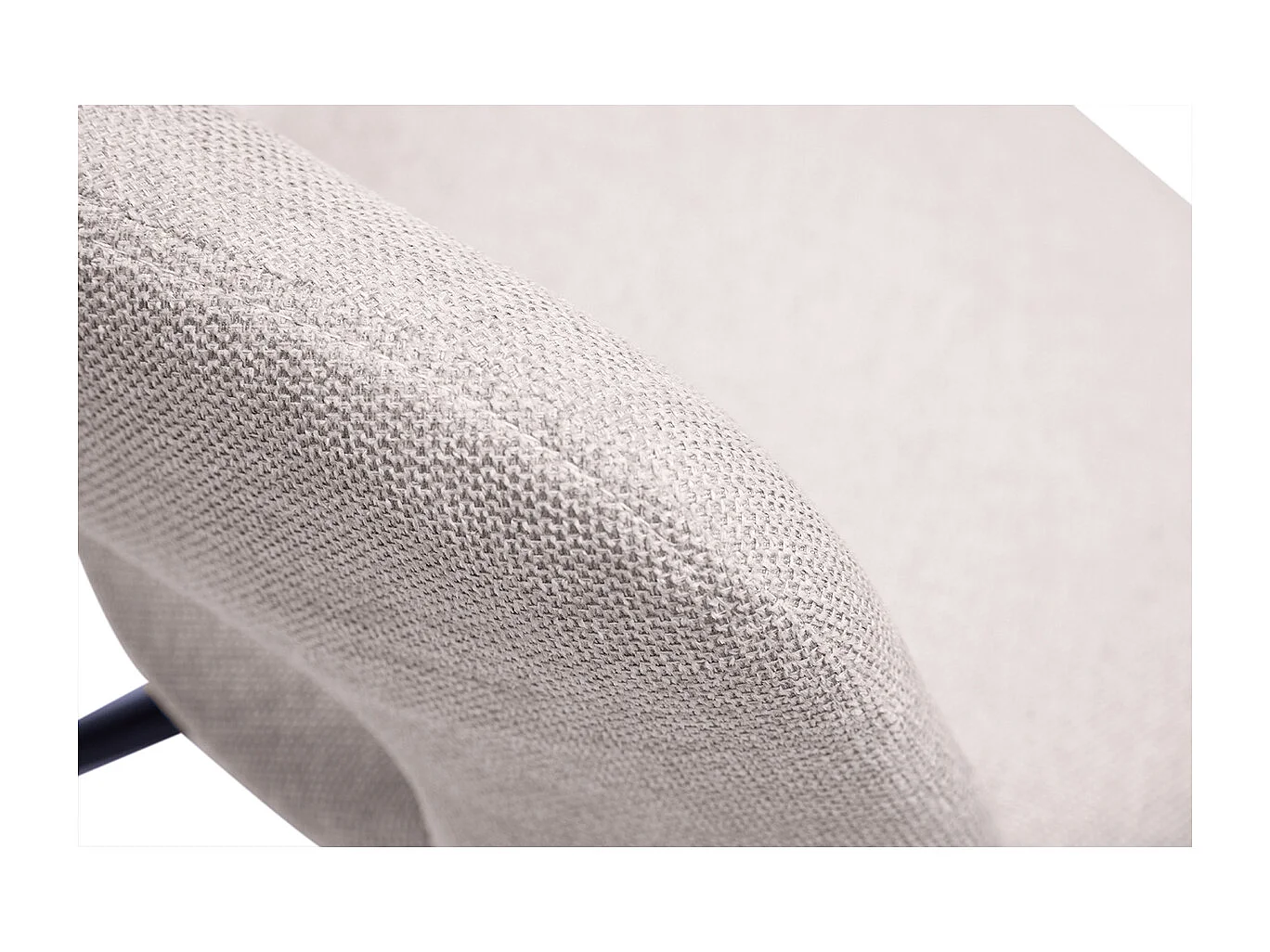 Drehstuhl 360° aus beigem strukturiertem Samteffektstoff und schwarzem Metall JESSY