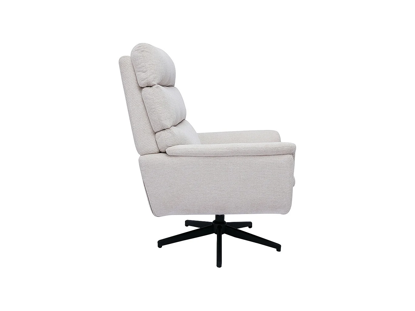 Fauteuil pivotant en tissu chenille beige et métal noir JONAH
