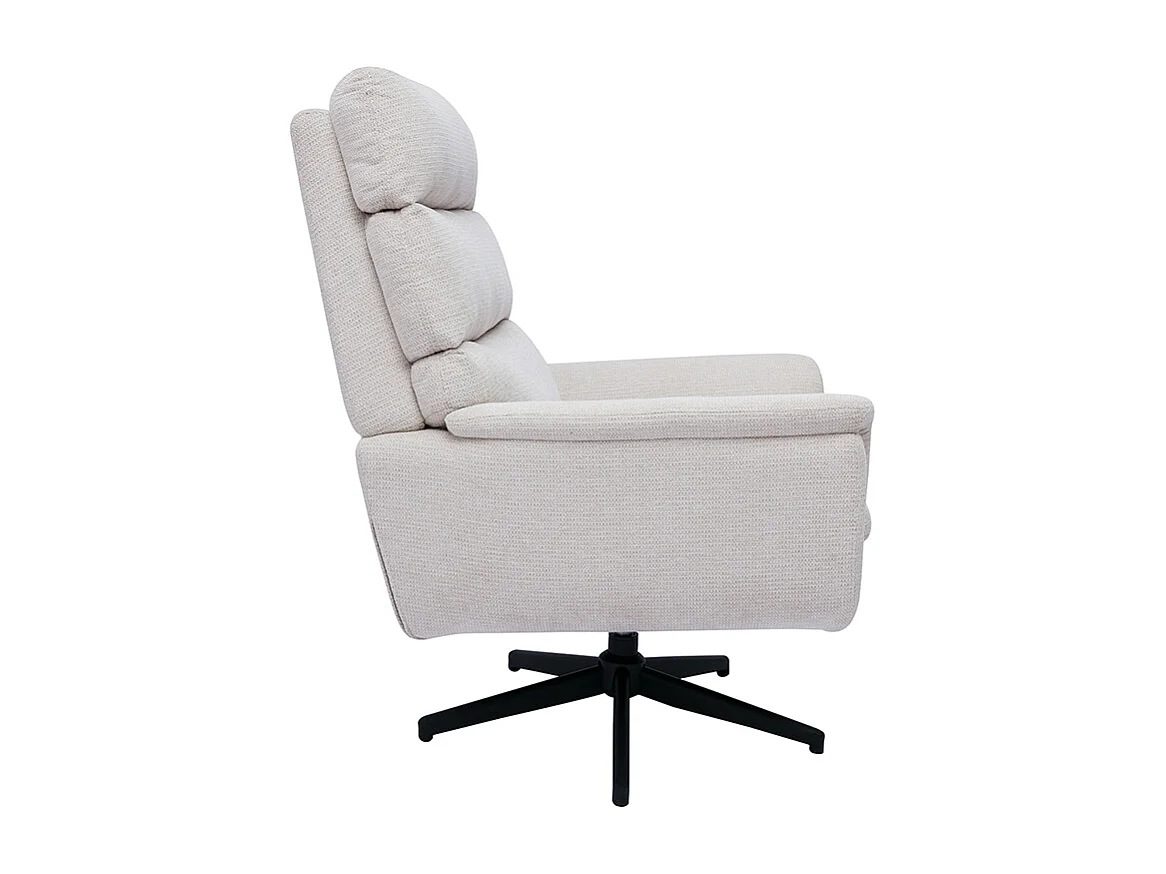 Fauteuil pivotant en tissu chenille beige et métal noir JONAH