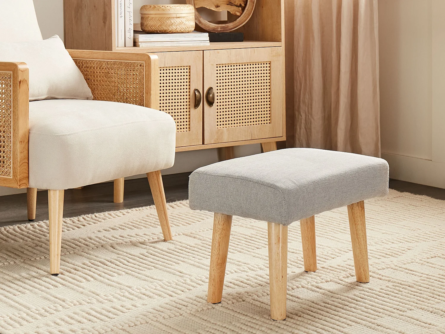 Sgabello TAKOMA II Tessuto Grigio chiaro