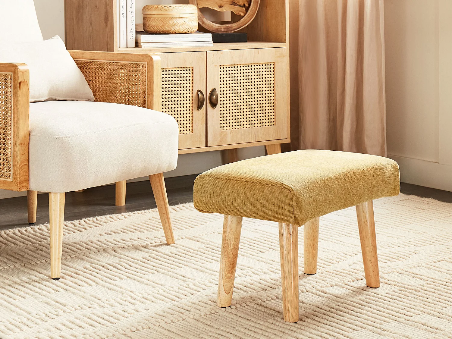 Footstool TAKOMA II Fabric Yellow