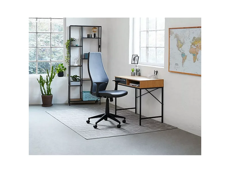 Bureau avec niche et tiroir "B-027" - Marron/Noir - L 95 x H 76 cm