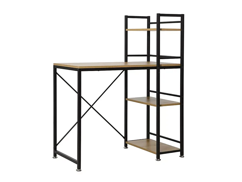 Bureau avec étagère "B-036" - Marron/Noir - L 90 x H 76 cm