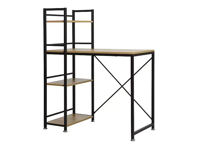 Bureau avec étagère "B-036" - Marron/Noir - L 90 x H 76 cm
