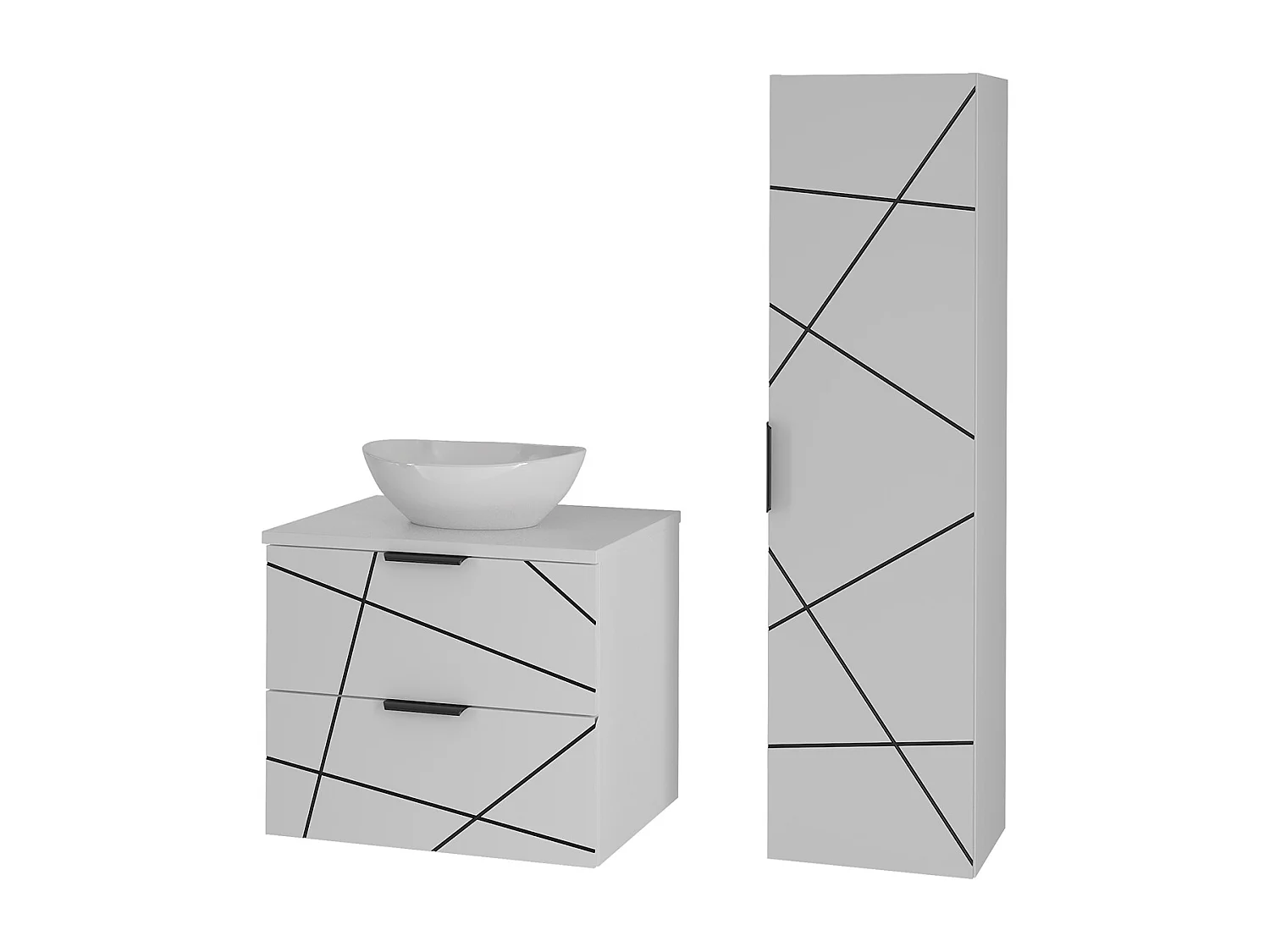 Conjunto de móveis de casa de banho com lavatório Teren branco 60cm