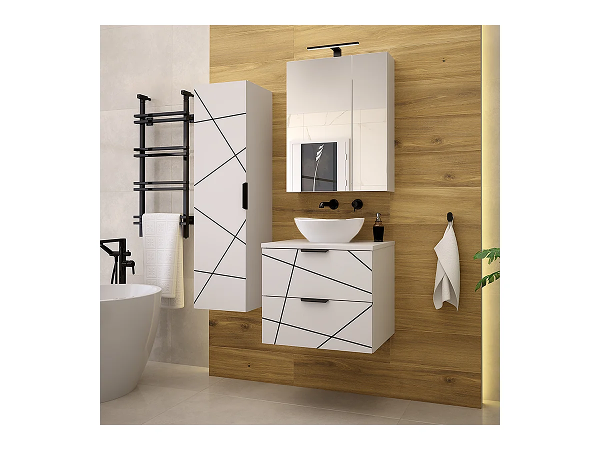 Conjunto de móveis de casa de banho com lavatório Teren branco 60cm