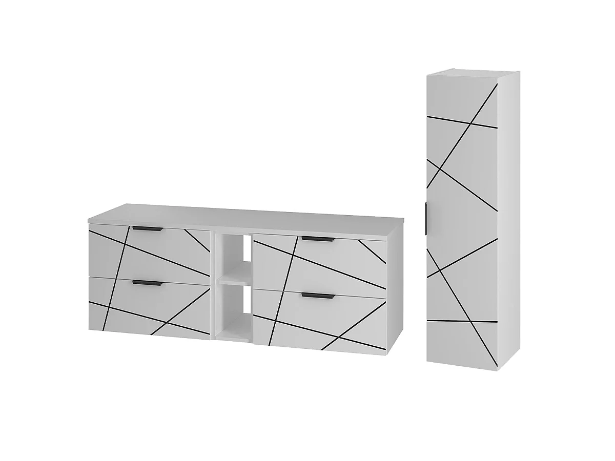 Möbelgrupp dubbelt handfat 140cm 2 hyllfack och skåp Teren Vit