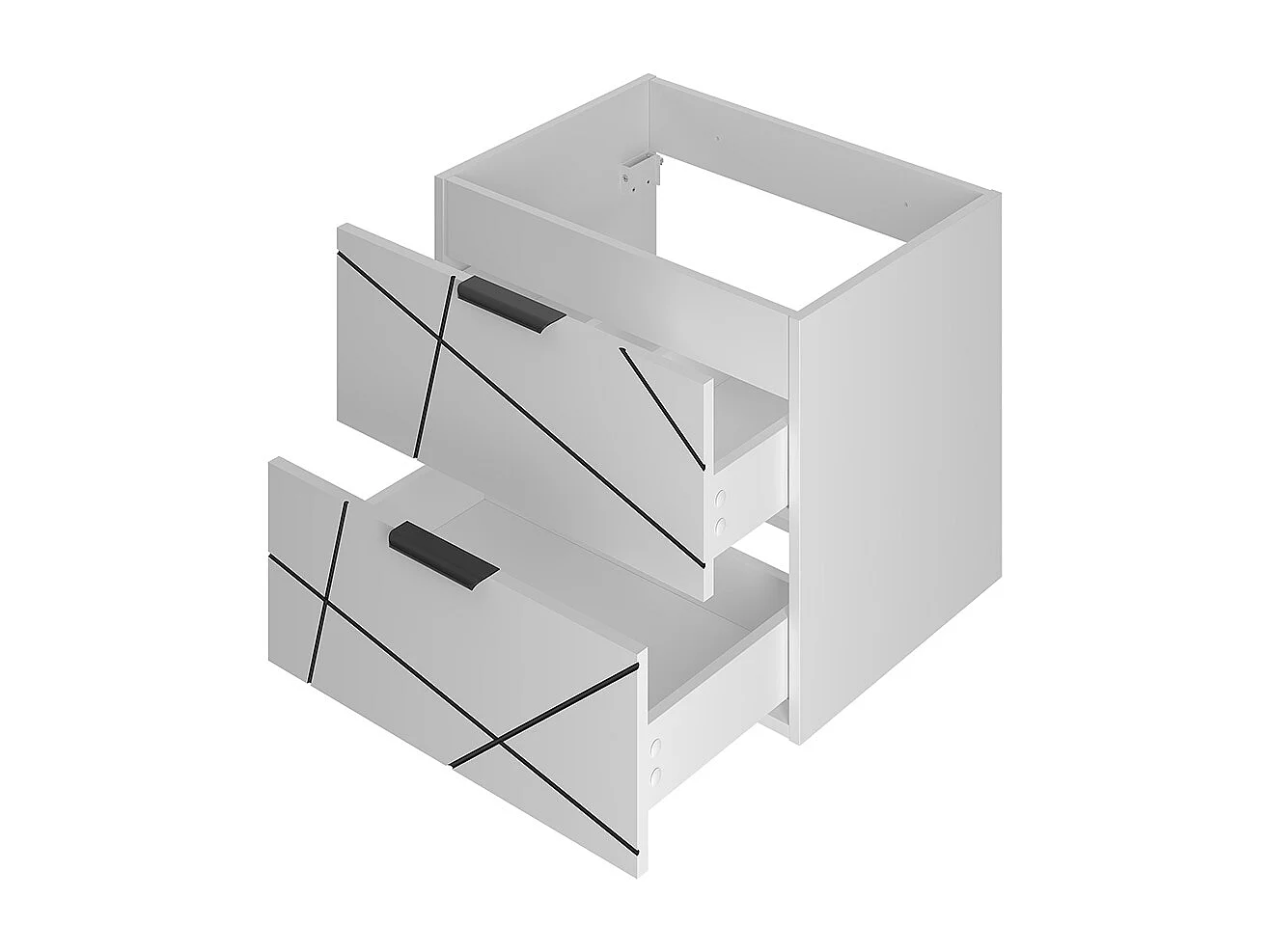 Ensemble meuble simple vasque encastrée 60cm et colonne Teren Blanc