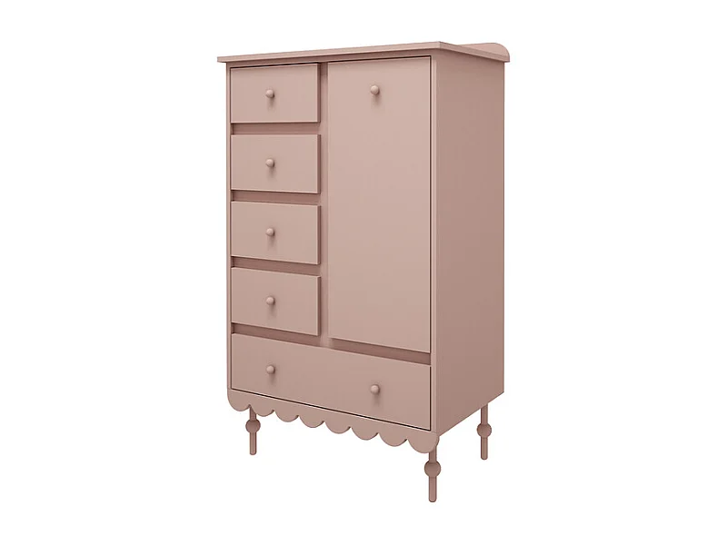 Commode 5 tiroirs 1 porte Babushka Rose