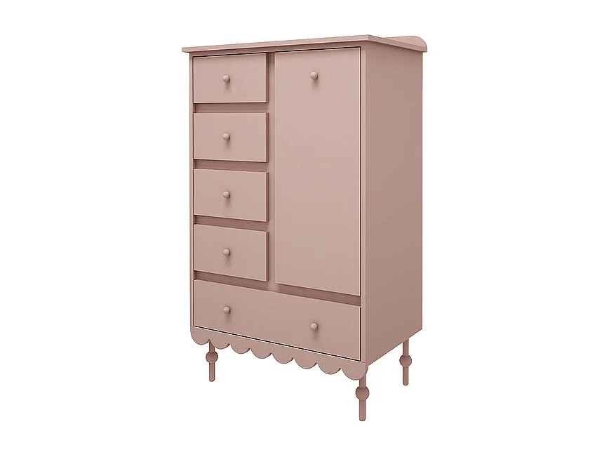 Commode 5 tiroirs 1 porte Babushka Rose
