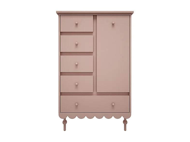 Commode 5 tiroirs 1 porte Babushka Rose