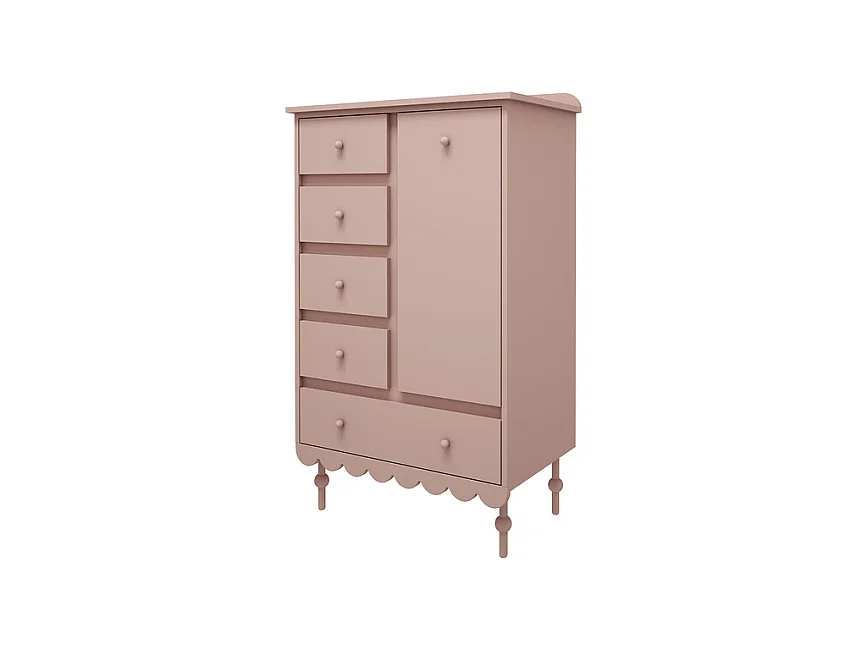 Commode 5 tiroirs 1 porte Babushka Rose