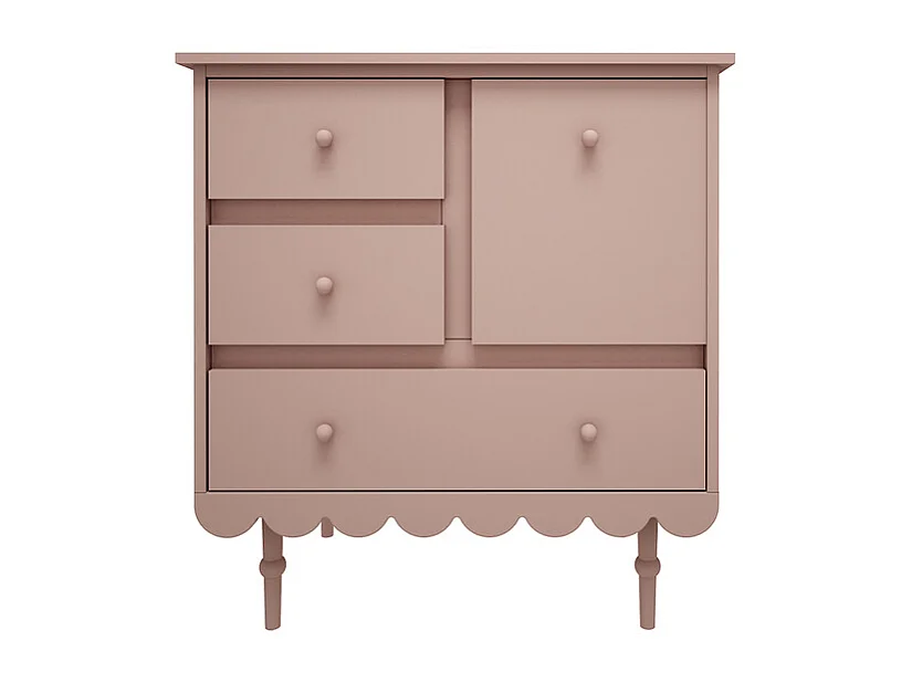 Commode 3 tiroirs 1 porte Babushka Rose