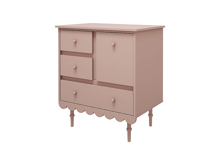 Commode 3 tiroirs 1 porte Babushka Rose