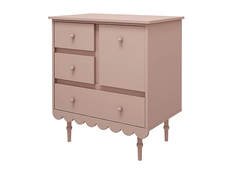 Commode 3 tiroirs 1 porte Babushka Rose