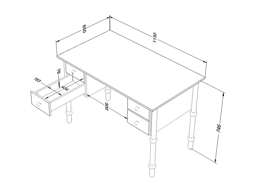 Bureau 4 tiroirs Babushka Rose