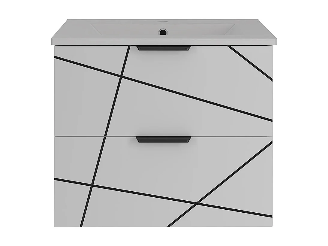 Meuble simple vasque encastrée 60cm Teren Blanc