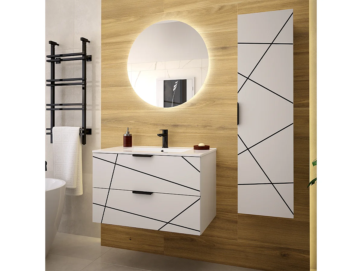 Teren Witte 80cm enkele wastafel