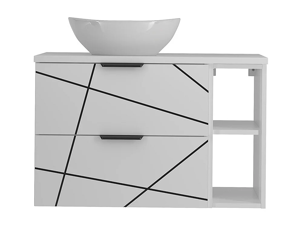 Meuble simple vasque 80cm 2 niches Teren Blanc