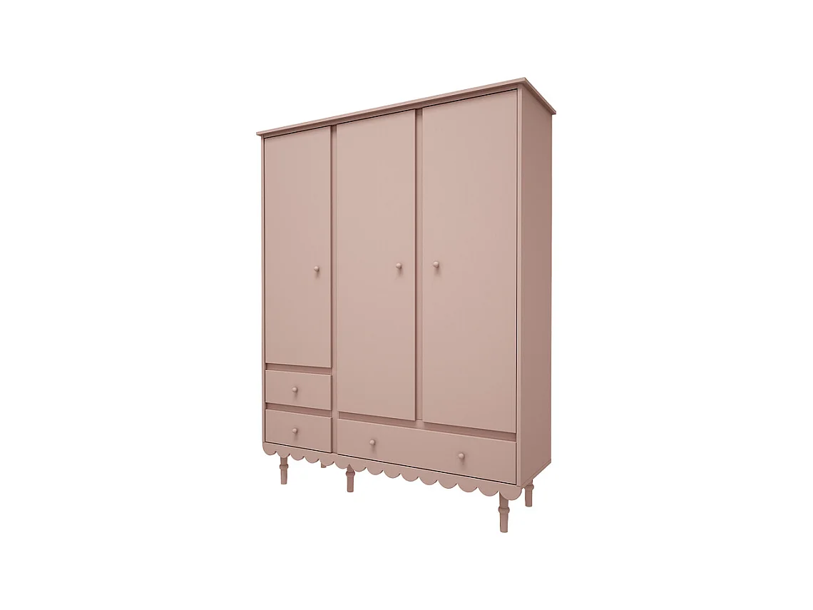 Armoire 3 portes 3 tiroirs Babushka Rose