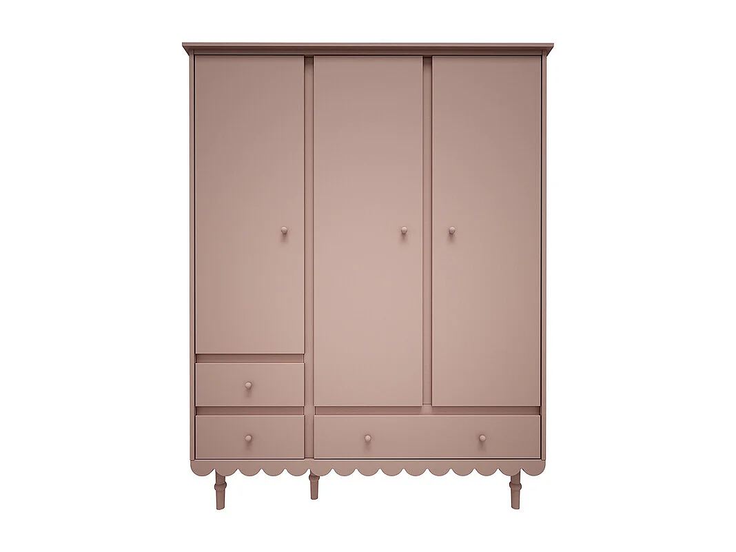 Armoire 3 portes 3 tiroirs Babushka Rose
