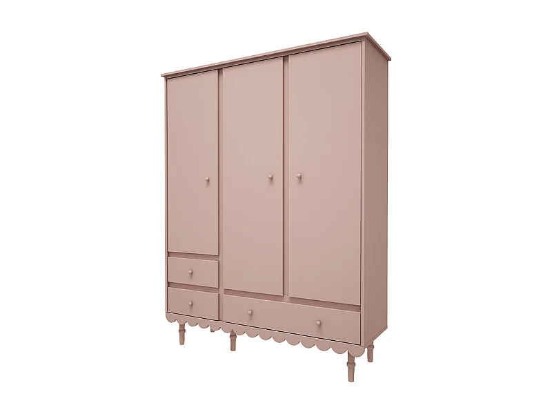 Armoire 3 portes 3 tiroirs Babushka Rose