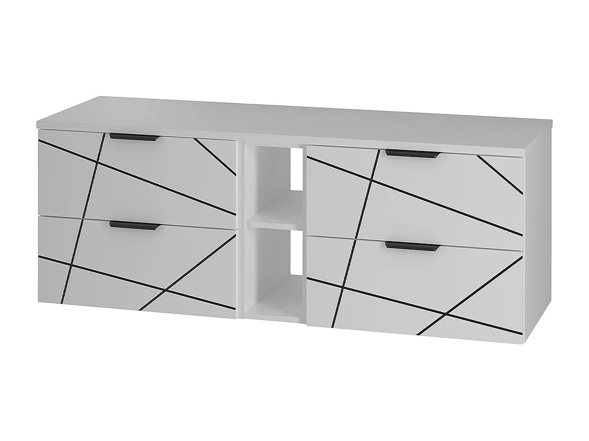 Meuble sous-vasque 140cm 2 niches plan de toilette Teren Blanc