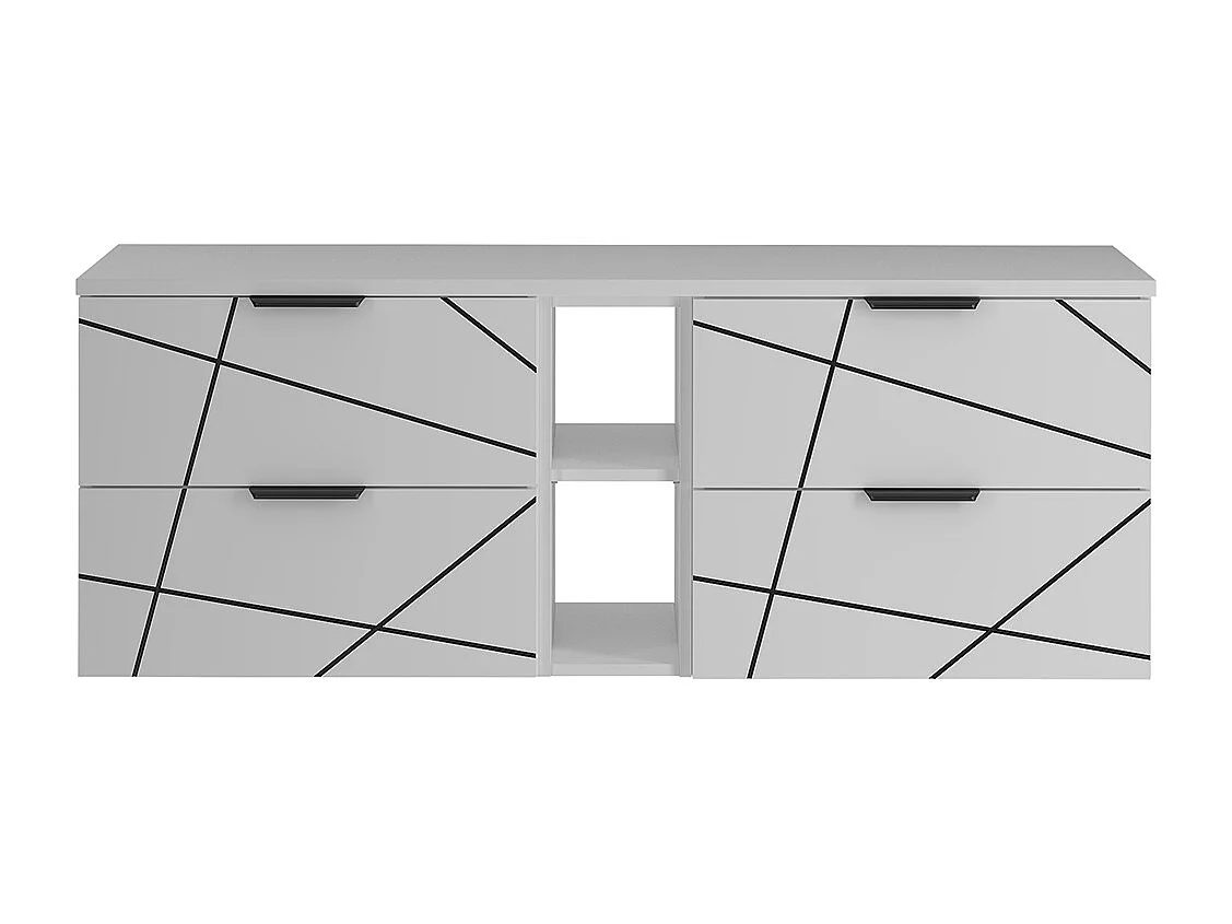 Meuble sous-vasque 140cm 2 niches plan de toilette Teren Blanc