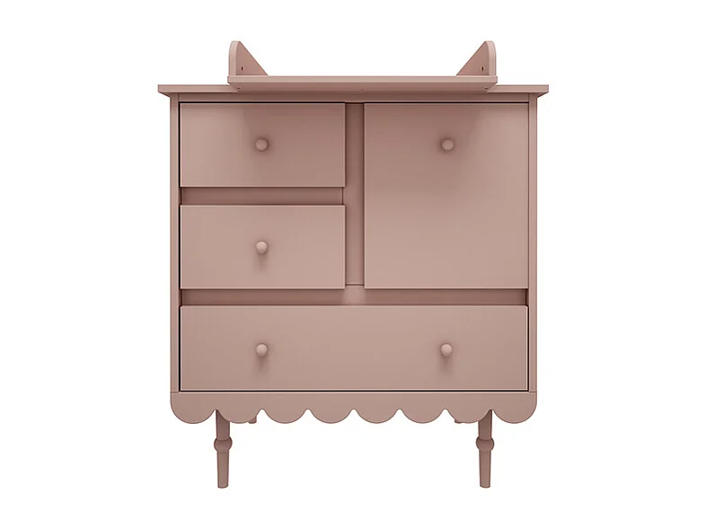 Chambre complète lit évolutif 70x140 commode à langer et armoire 2 portes Babushka Rose