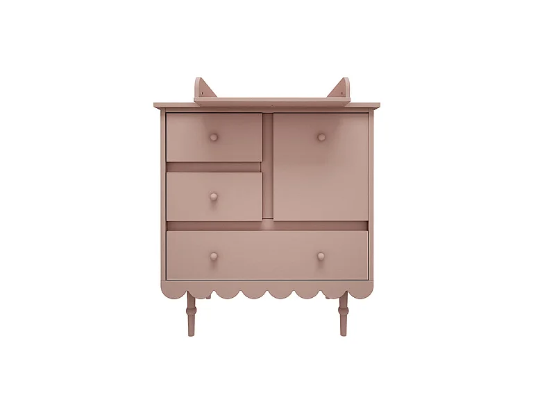 Complete bedroom with convertible bed 70x140, changing chest and 2-door wardrobe Wood Luck Babushka Rose