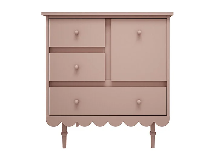 Lit évolutif 70x140 et commode 3 tiroirs Babushka Rose