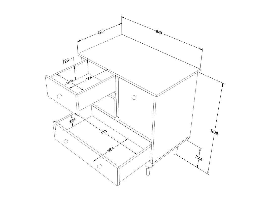 Lit évolutif 70x140 et commode 3 tiroirs Babushka Rose