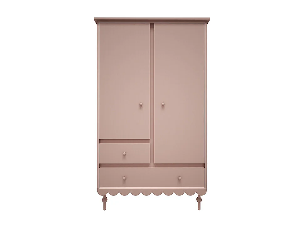 Lit évolutif 70x140 et armoire 2 portes Babushka Rose