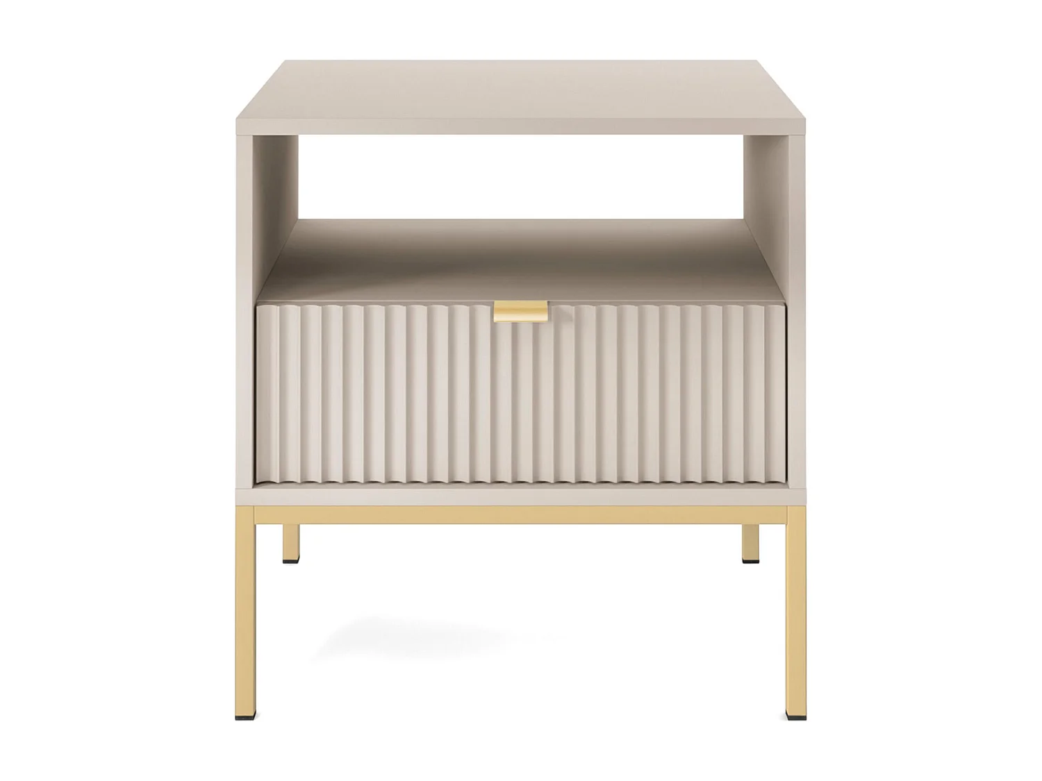 Nachttisch - Greige mit goldfarbenem Gestell - 54 cm - VELLORE