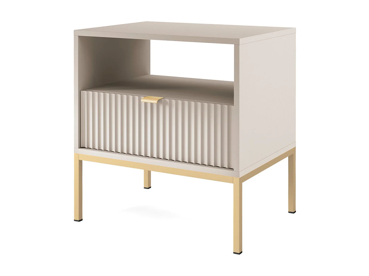 Nachttisch - Greige mit goldfarbenem Gestell - 54 cm - VELLORE