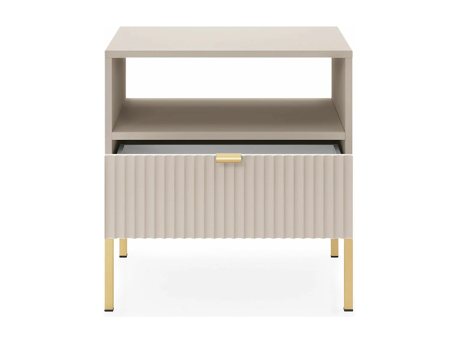 Table de chevet 1 tiroir - 54 cm - grège avec pieds dorés - VELLORE